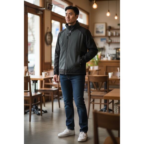 Black Gray Gravel Gear Mens Insulated Soft Shell Jacket Size X-Large - Picture 14 of 14